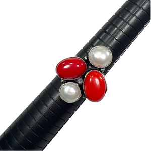 Red Coral 🪸 Pearl 925 Ring size 9.25
